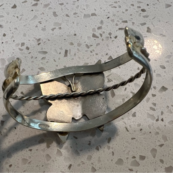 Mexican Silver and Abalone Cuff Butterfly - Picture 6 of 9